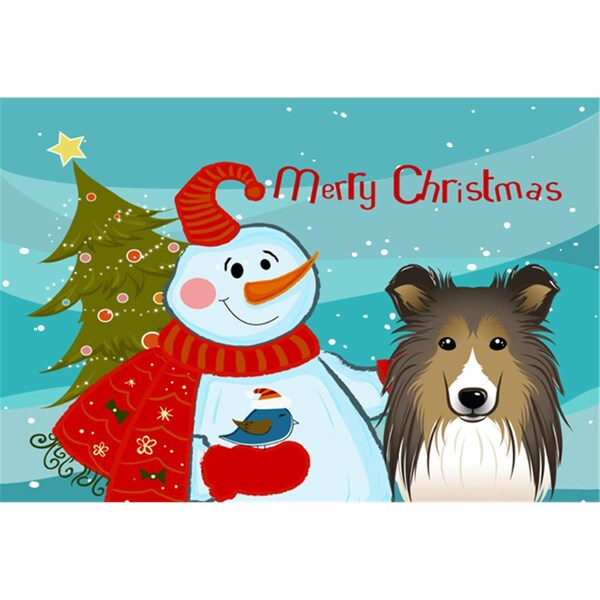 Carolines Treasures Snowman With Sheltie Fabric Placemat - BB1862PLMT