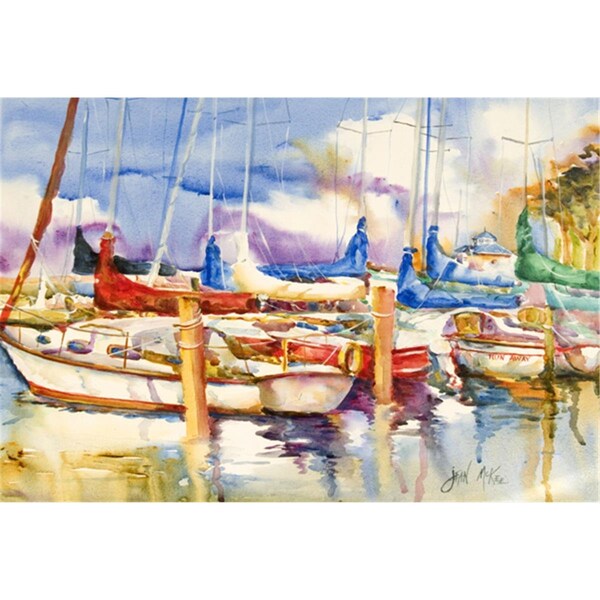 Carolines Treasures Run Away Sailboats Fabric Placemat - JMK1072PLMT