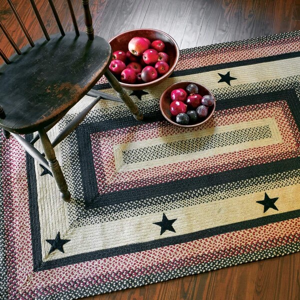 Homespice Decor Homespice Decor 594754 13 x 19 in. Primitive Star Gloucester Oval Placemat - Multicolor - 594754