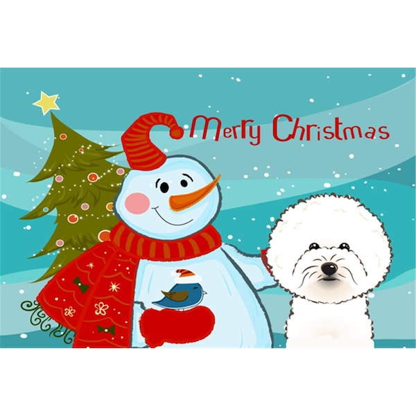 Carolines Treasures Snowman With Bichon Frise Fabric Placemat - BB1837PLMT