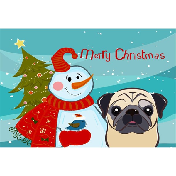 Carolines Treasures Snowman With Fawn Pug Fabric Placemat - BB1882PLMT