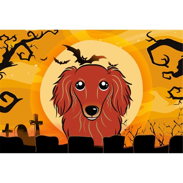Carolines Treasures Halloween Longhair Red Dachshund Fabric Placemat - BB1772PLMT