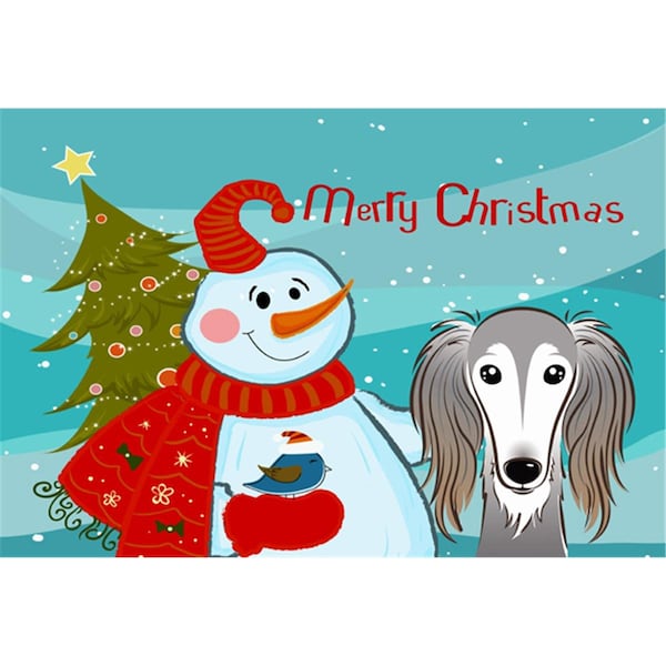 Carolines Treasures Snowman With Saluki Fabric Placemat - BB1849PLMT
