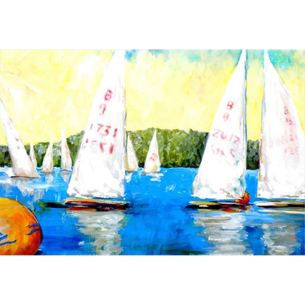 Carolines Treasures Sailboats Round The Mark Fabric Placemat - MW1094PLMT