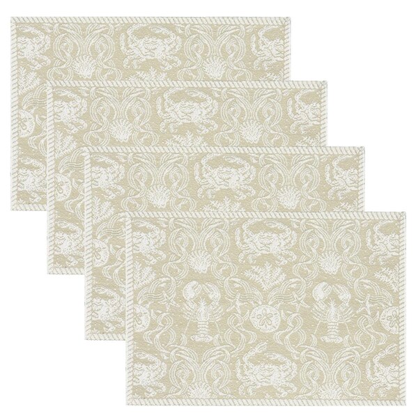 Heritage Lace 14 x 20 in. Crab Damask Placemats, Sand - Set of 4 - CD-1420SA-S