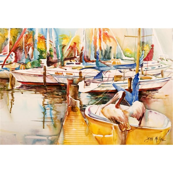 Carolines Treasures Sailboat With Pelican Golden Days Fabric Placemat - JMK1042PLMT