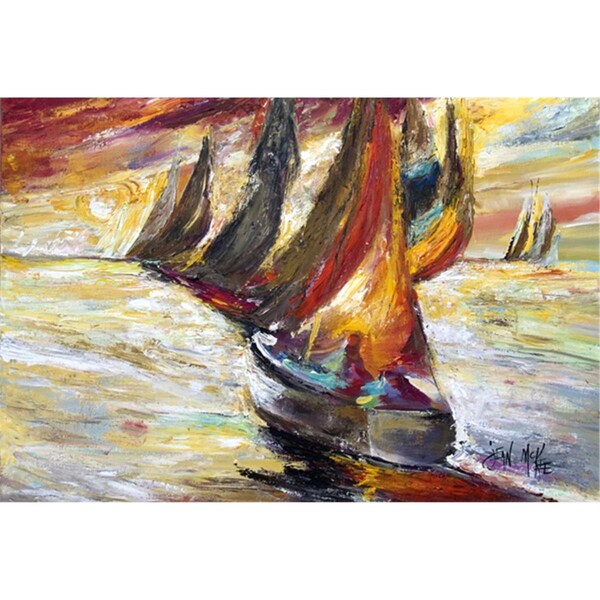 Carolines Treasures Red Sails Sailboat Fabric Placemat - JMK1062PLMT