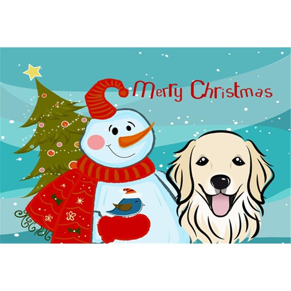 Carolines Treasures Snowman With Golden Retriever Fabric Placemat - BB1825PLMT