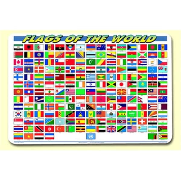 Painless Learning Painless Learning FLG-1 Flags Of The World Placemat - Pack of 4 - FLG-1
