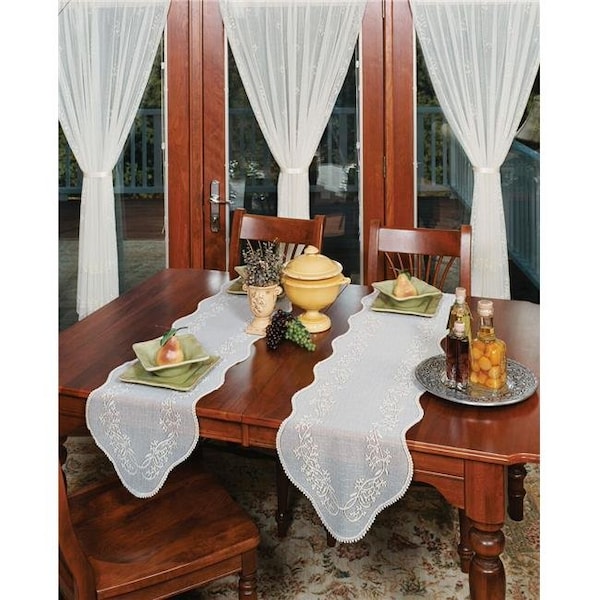 Heritage Lace Heritage Lace SD-1472W 14 x 72 in. Sheer Divine Table Runner; White - SD-1472W