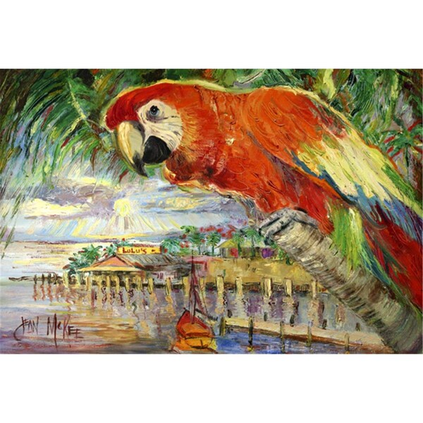Carolines Treasures Red Parrot At Lulus Fabric Placemat - JMK1134PLMT