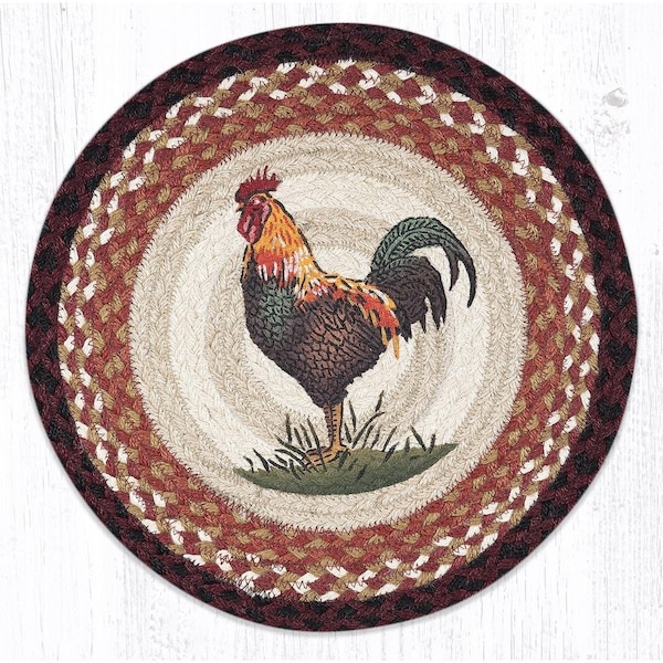 Razoredge 15 x 15 in. PM-RP-471 Rustic Rooster Printed Round Placemat - RA2548521