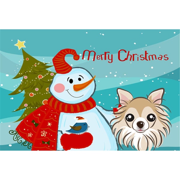 Carolines Treasures Snowman With Chihuahua Fabric Placemat - BB1871PLMT