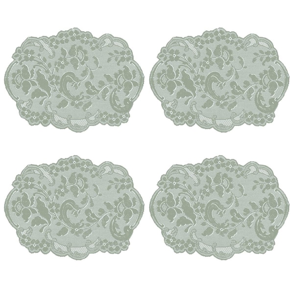 Heritage Lace 14 x 19 in. Elizabeth Placemats, Silver Sage - Set of 4 - EL-1419S-S