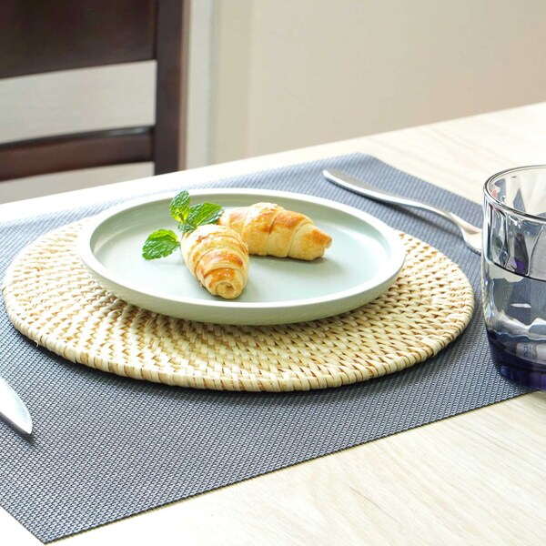 Vintiquewise Decorative Round 25'' Natural Woven Handmade Rattan Placemats, PK 4 - QI004239-25