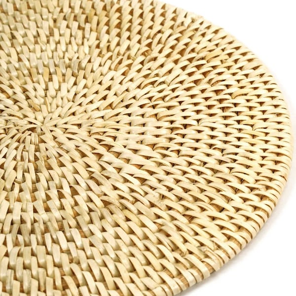 Vintiquewise Decorative Round 25'' Natural Woven Handmade Rattan Placemats, PK 4 - QI004239-25