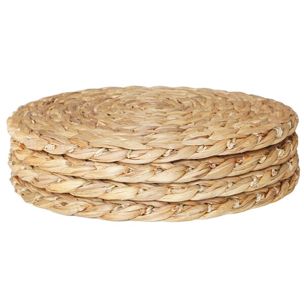 Vintiquewise Decorative Round 20'' Natural Woven Handmade Water Hyacinth Placemats, PK 4 - QI004238-20