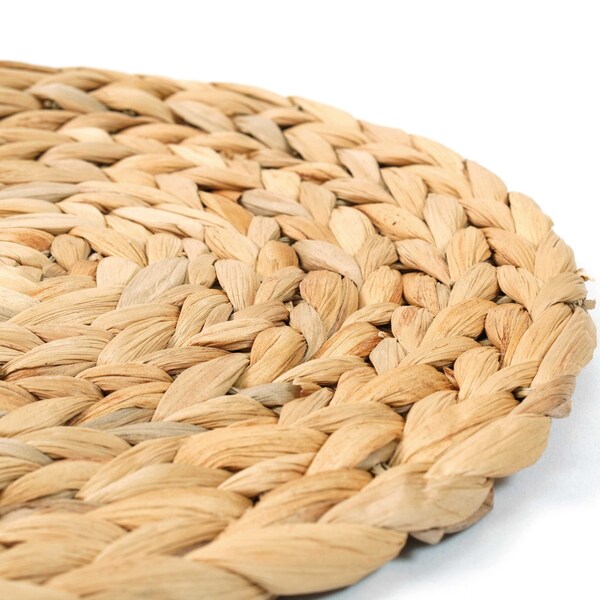 Vintiquewise Decorative Round 20'' Natural Woven Handmade Water Hyacinth Placemats, PK 4 - QI004238-20
