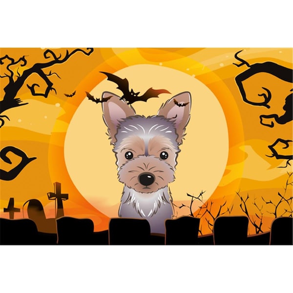 Carolines Treasures Halloween Yorkie Puppy Fabric Placemat - BB1790PLMT