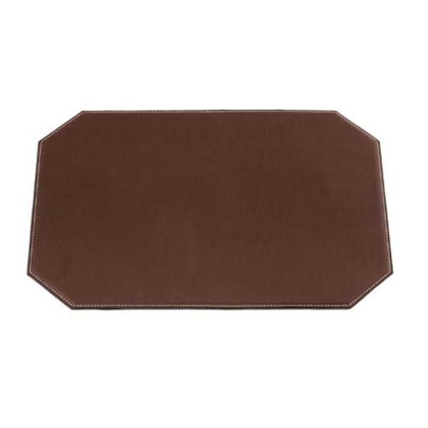 Made-To-Order 17 in. x 12 in. Cut Corner Brown Leatherette Placemat - MA59856