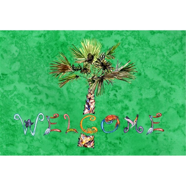 Carolines Treasures Welcome Palm Tree On Green Fabric Placemat - 8710PLMT