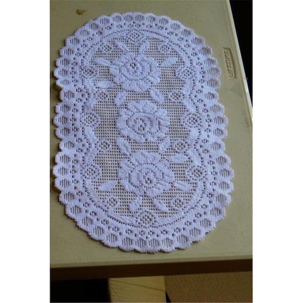 Fastfood 12 x 20 in. European Lace Placemat, White - FA2570087