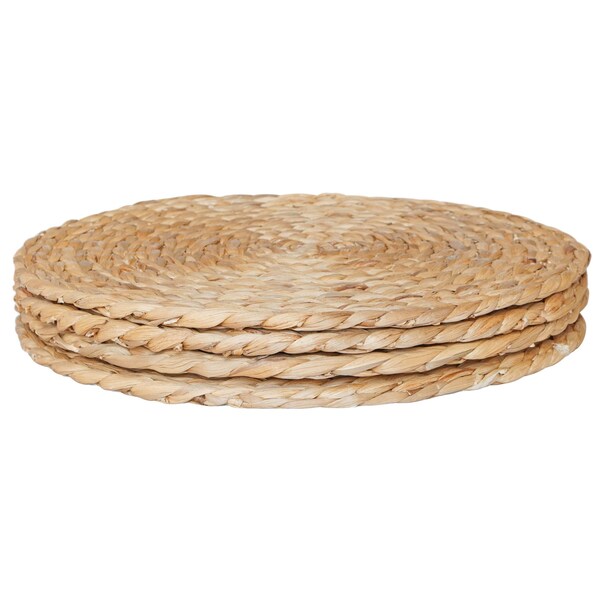Vintiquewise Decorative Round 25'' Natural Woven Handmade Water Hyacinth Placemats, PK 4 - QI004238-25