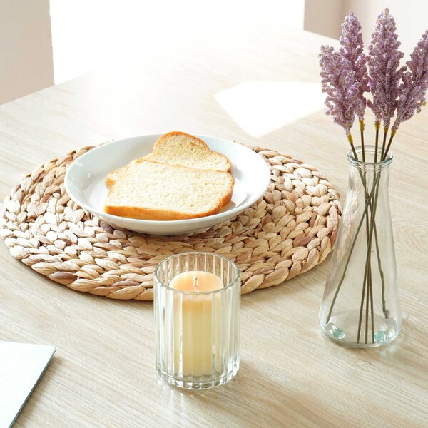 Vintiquewise Decorative Round 25'' Natural Woven Handmade Water Hyacinth Placemats, PK 4 - QI004238-25
