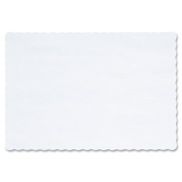 American 10" x 14" Scalloped White Paper Placemats 1000 PK - 310477