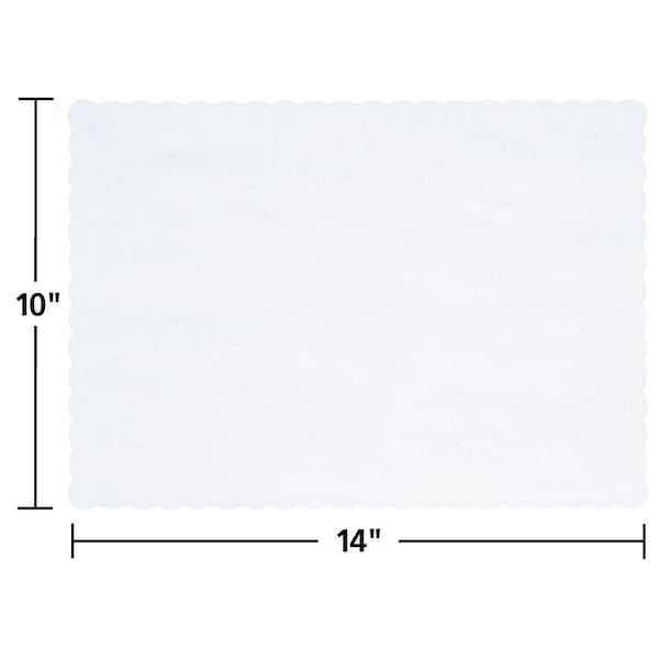 American 10" x 14" Scalloped White Paper Placemats 1000 PK - 310477