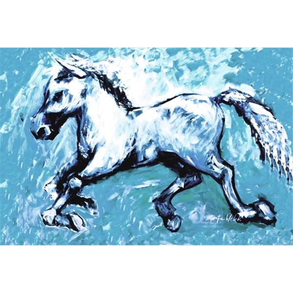 Carolines Treasures Shadow The Horse In Blue Fabric Placemat - MW1171PLMT