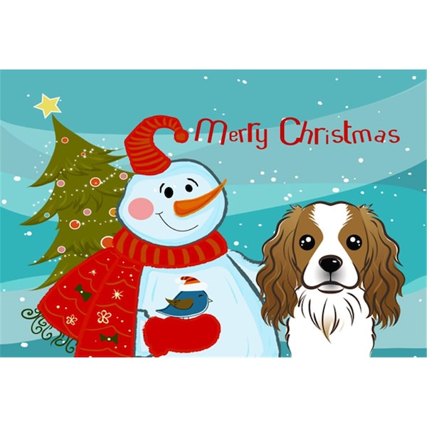 Carolines Treasures Snowman With Cavalier Spaniel Fabric Placemat - BB1844PLMT