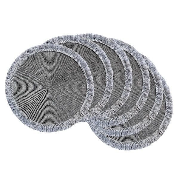 Fastfood Grey Round Fringed Placemat - FA2567645