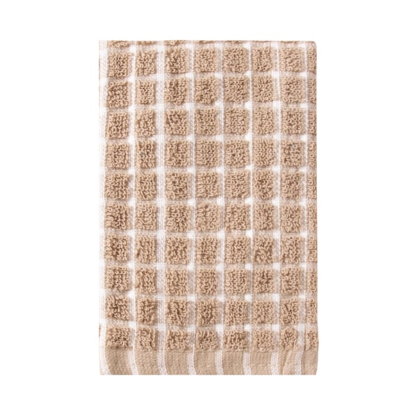 Ritz Classic Check Dish Cloth 100% Cotton Terry Taupe/Natural - 23298