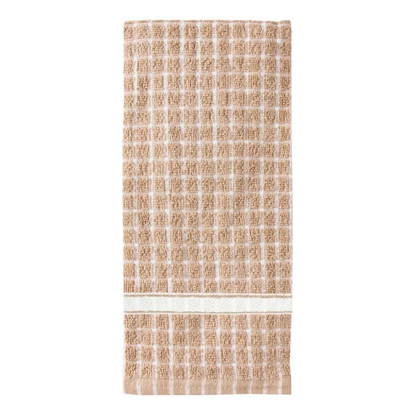Ritz Classic Check Kitchen Towel 100% Cotton Terry Taupe/Natural - 13298