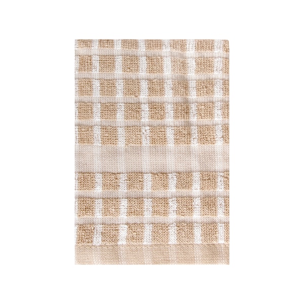Ritz Concepts Check Dish Cloth 100% Cotton Terry Taupe/Natural - 82790