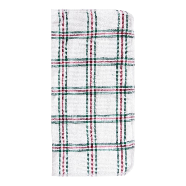 Ritz Concepts Dish Cloth 100% Cotton Terry Check White/Wine/Dark Green - 20420