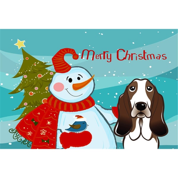 Carolines Treasures Snowman With Basset Hound Fabric Placemat - BB1863PLMT