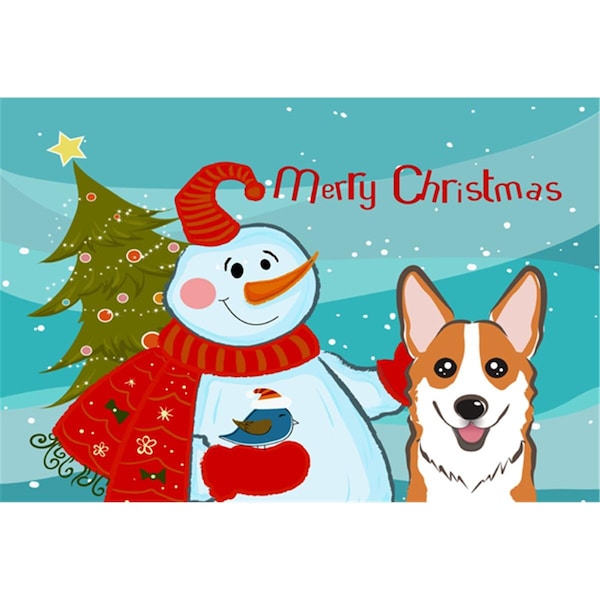 Carolines Treasures Snowman With Red Corgi Fabric Placemat - BB1874PLMT