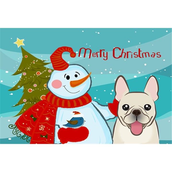 Carolines Treasures Snowman With French Bulldog Fabric Placemat - BB1858PLMT