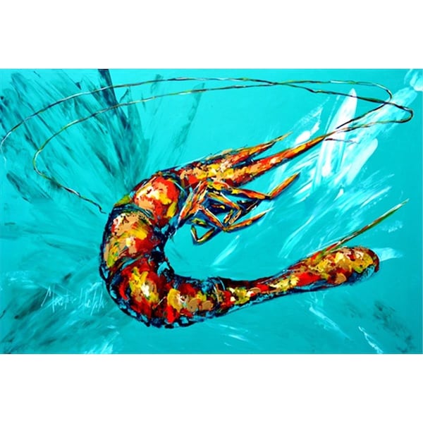 Carolines Treasures Shrimp Teal Shrimp Fabric Placemat - MW1100PLMT