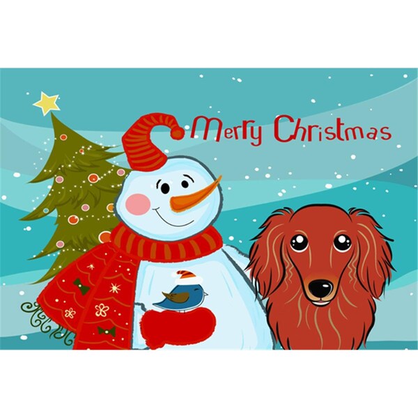 Carolines Treasures Snowman With Longhair Red Dachshund Fabric Placemat - BB1834PLMT