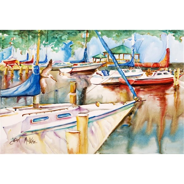 Carolines Treasures Sailboats At The Gazebo Fabric Placemat - JMK1043PLMT