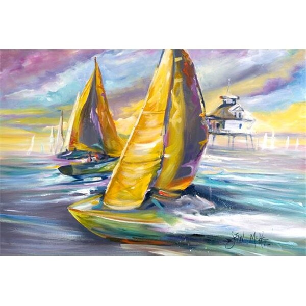 Carolines Treasures Carolines Treasures JMK1061PLMT Sailboat With Middle Bay Lighthouse Fabric Placemat - JMK1061PLMT