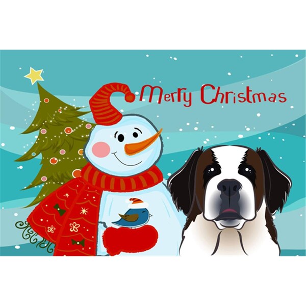 Carolines Treasures Snowman With Saint Bernard Fabric Placemat - BB1866PLMT