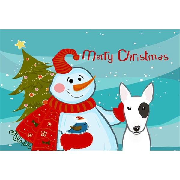 Carolines Treasures Snowman With Bull Terrier Fabric Placemat - BB1829PLMT