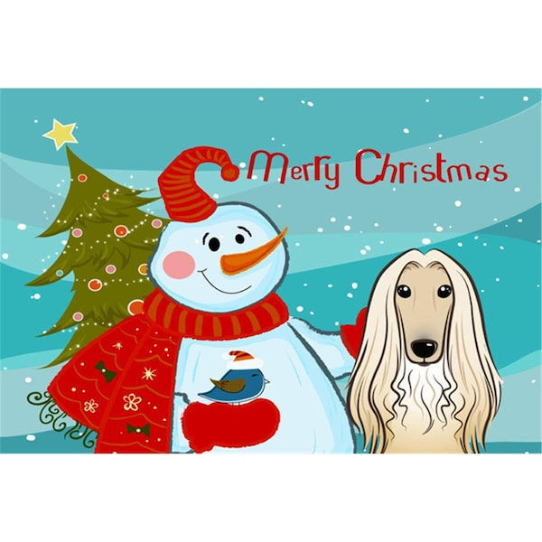 Carolines Treasures Snowman With Afghan Hound Fabric Placemat - BB1864PLMT