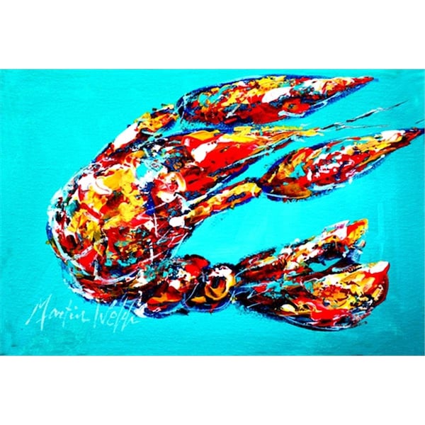 Carolines Treasures Lucy the Crawfish in blue Fabric Placemat - MW1161PLMT