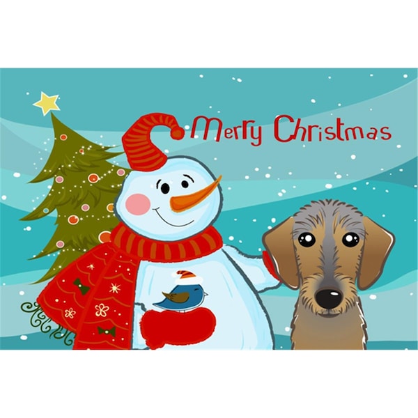 Carolines Treasures Snowman With Wirehaired Dachshund Fabric Placemat - BB1853PLMT