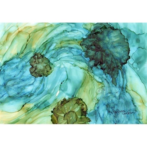 Carolines Treasures Carolines Treasures 8952PLMT Abstract In Teal Flowers Fabric Placemat - 8952PLMT